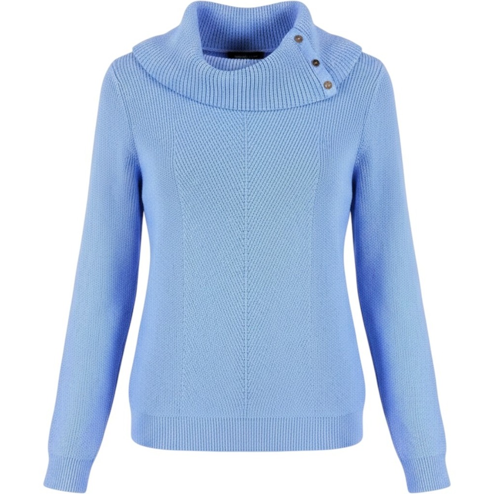 White House Black Market Sweater‎ Women M Blue Shimmer Cowl Neck Button Detail